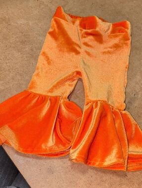 Baby Essentials Orange Velvet Ruffle Flare Pants Size 6M